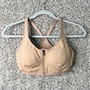 Victoria’s Secret VSX Sport Sports Bra Women’s 34C Beige Tan Zip Front Racerback